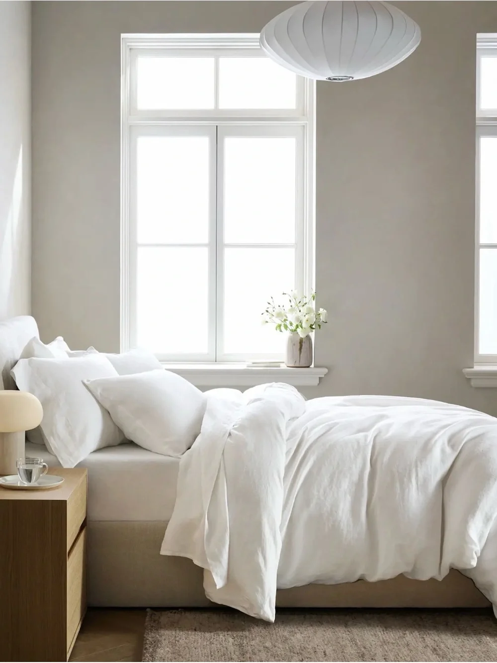 European Linen Duvet Cover Set - twin- white